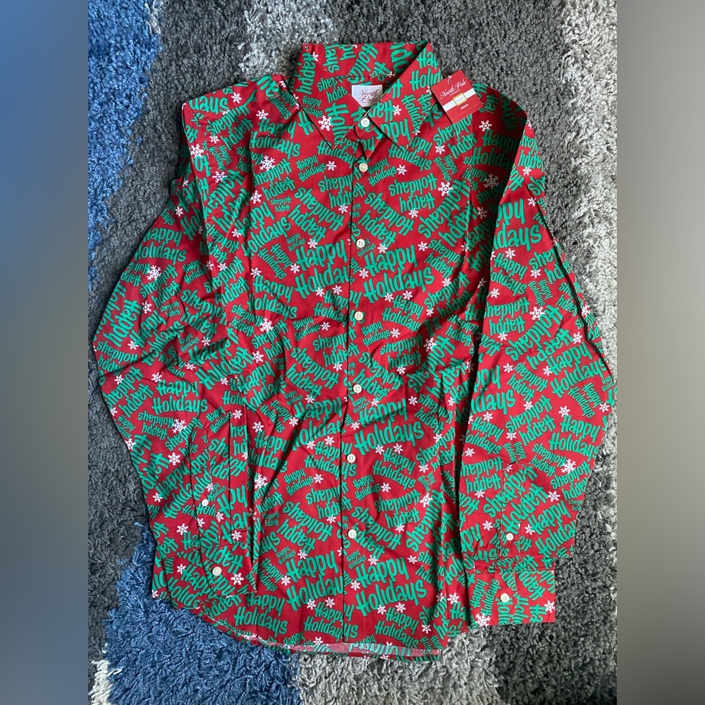 North Pole Trading Co. Christmas Button Long Sleeve Shirt Men’s Size Medium